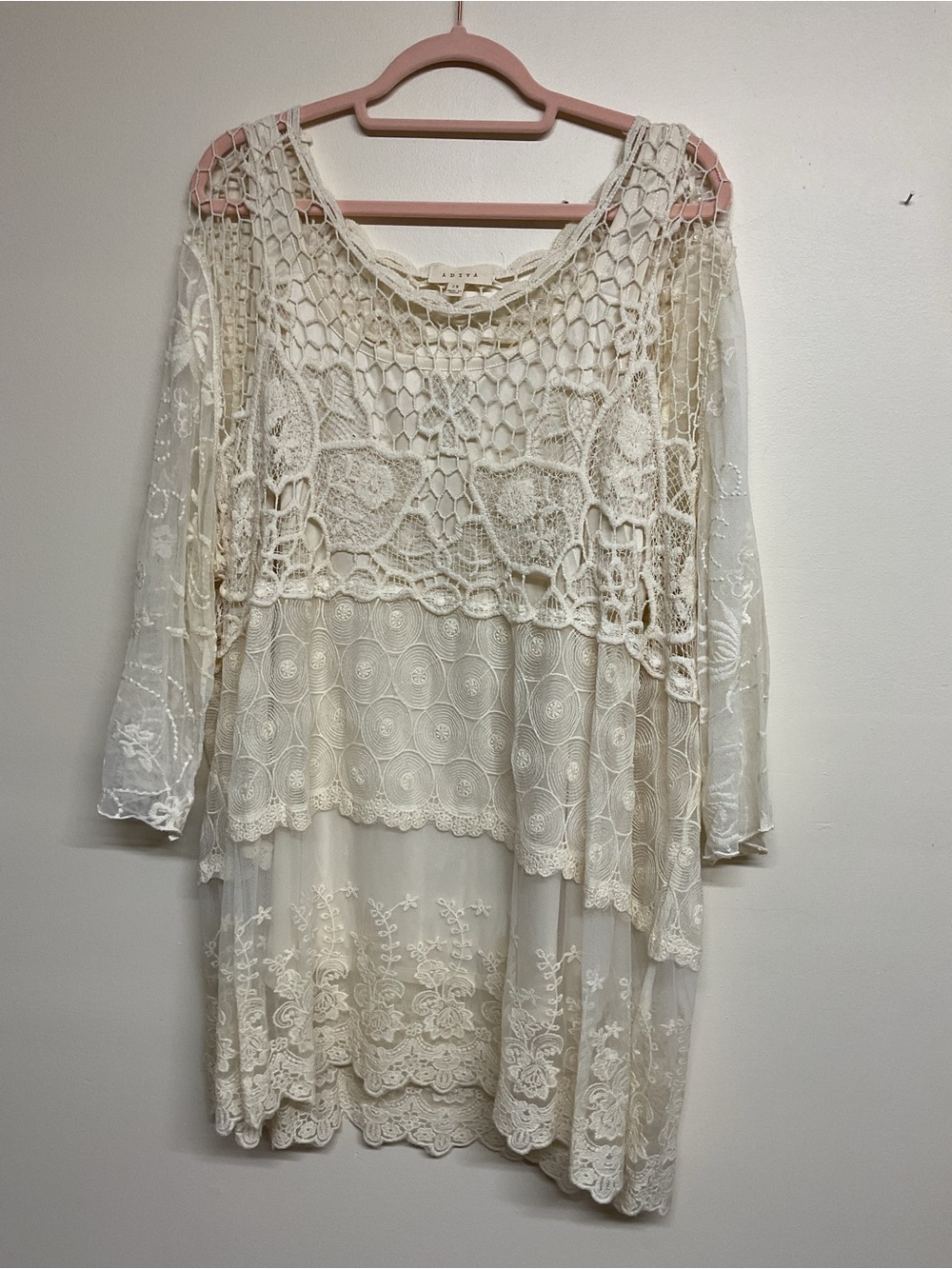 Adiva Cream Crochet Lace Shell Top